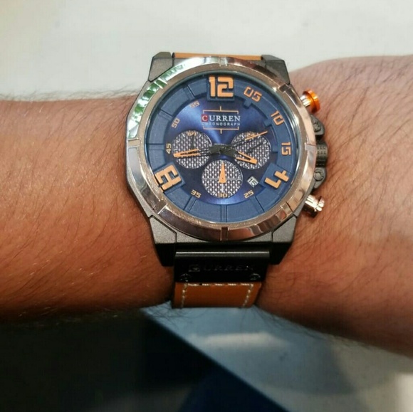 Original Men's Sports Waterproof Leather Strap Dat - Picture 2 of 3